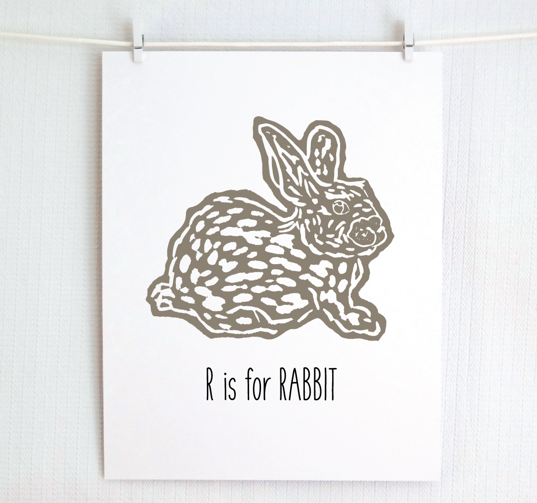 R is for Rabbit: Farm Alphabet Letter Print