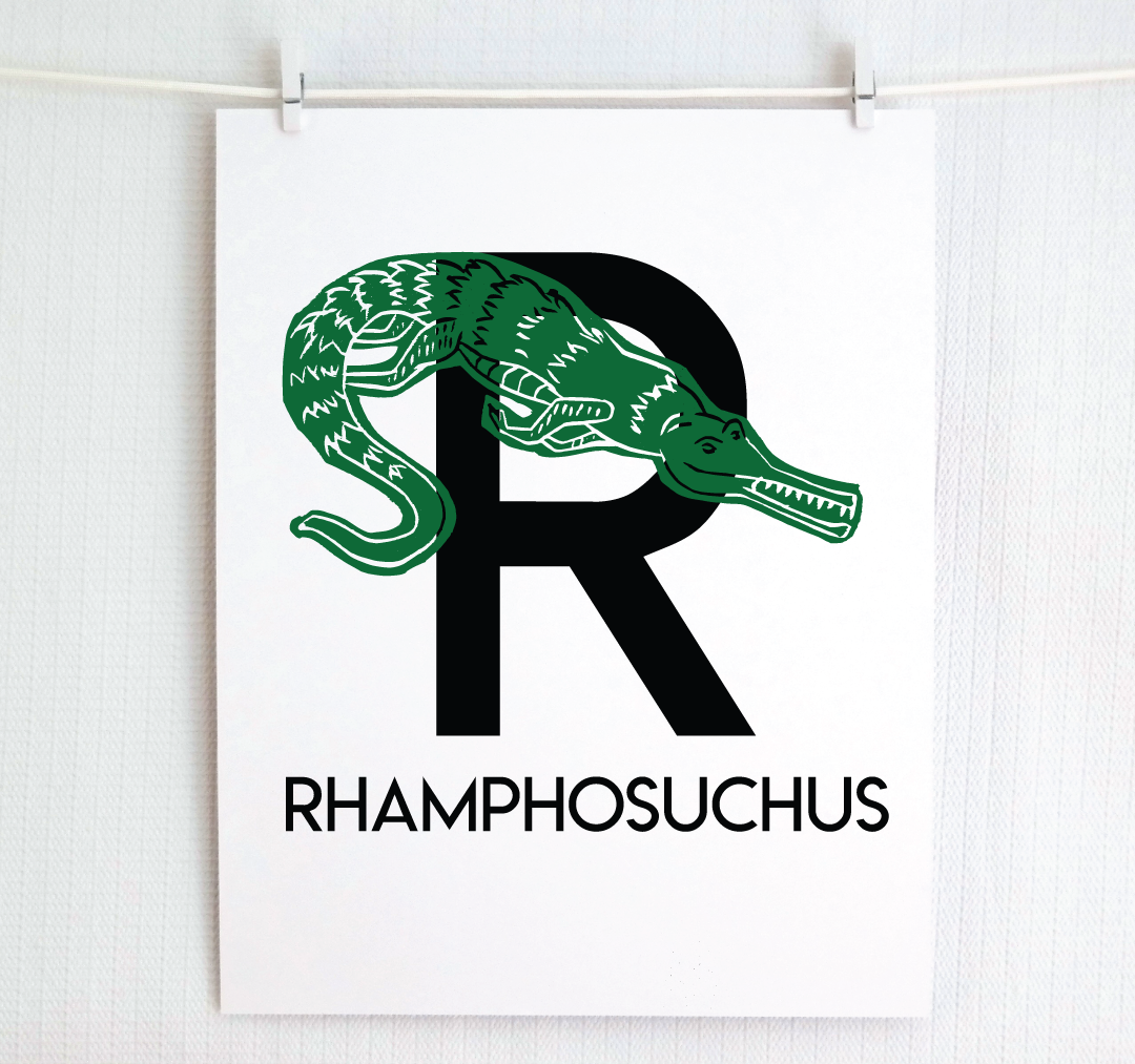 R is for Rhamphosuchus Illustrated Print