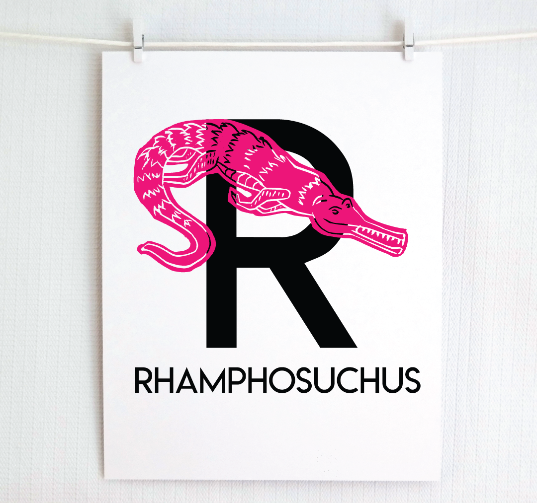 R is for Rhamphosuchus Illustrated Print
