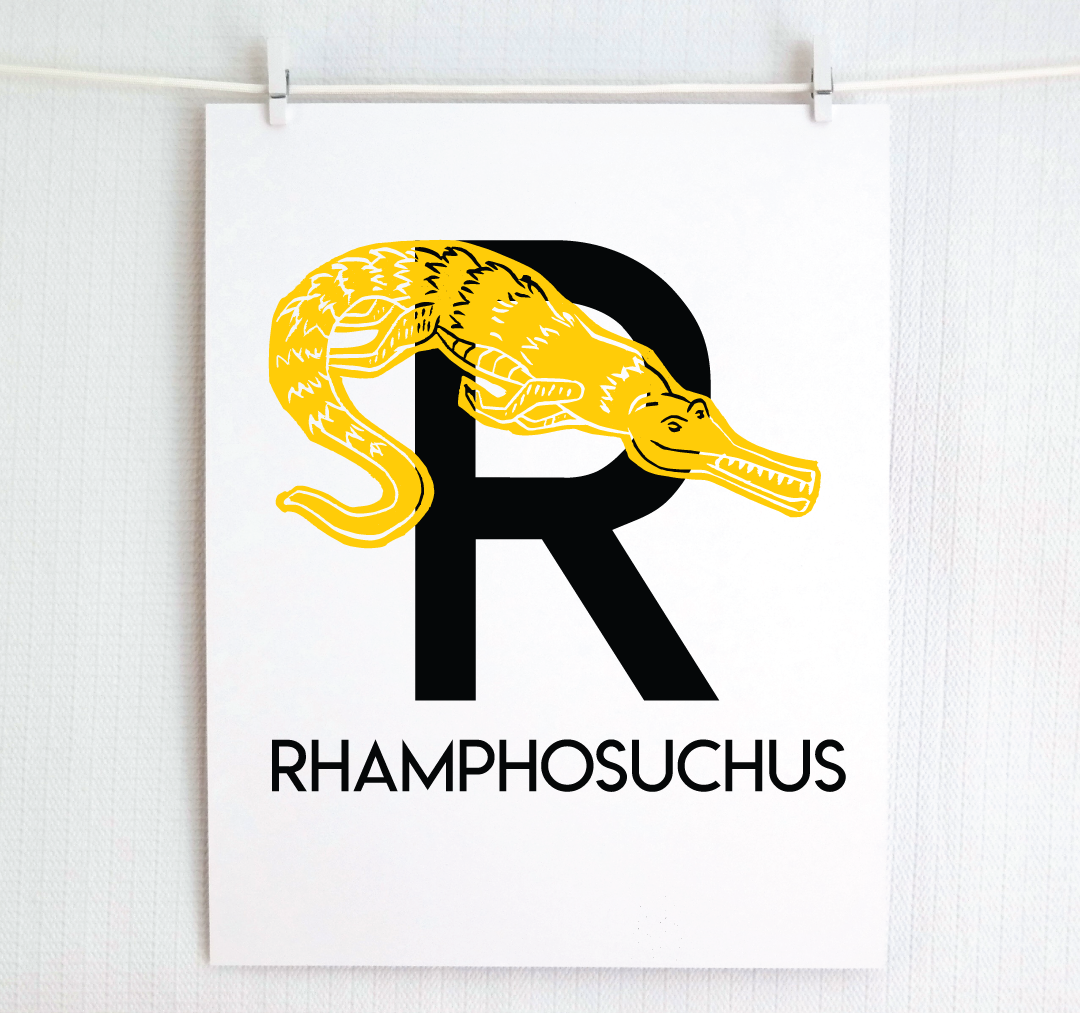 R is for Rhamphosuchus Illustrated Print