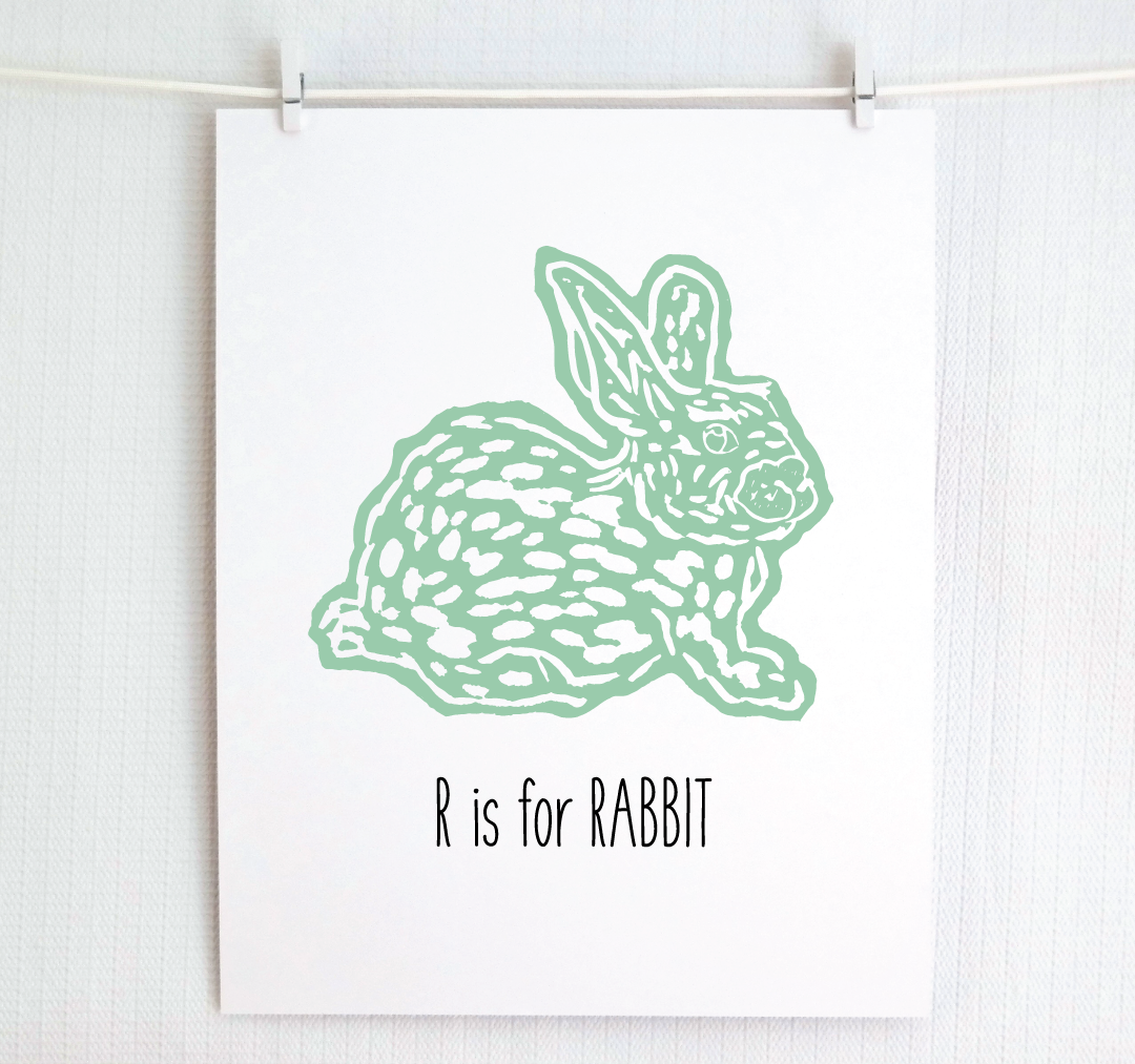 R is for Rabbit: Farm Alphabet Letter Print