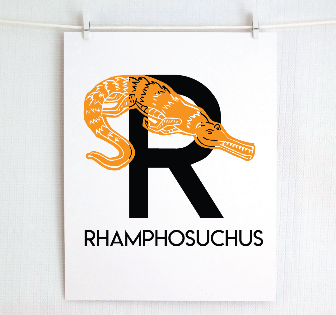 R is for Rhamphosuchus Illustrated Print