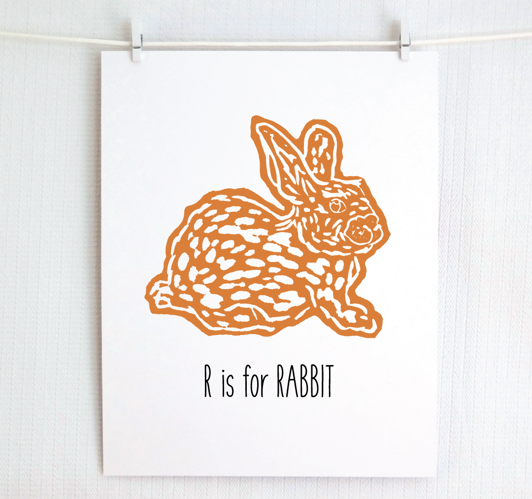 R is for Rabbit: Farm Alphabet Letter Print