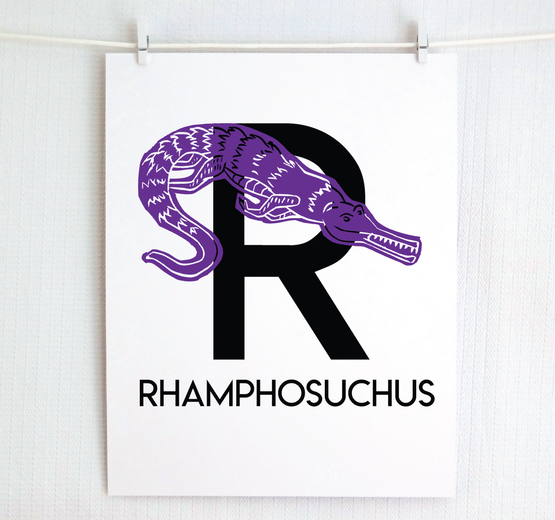 R is for Rhamphosuchus Illustrated Print