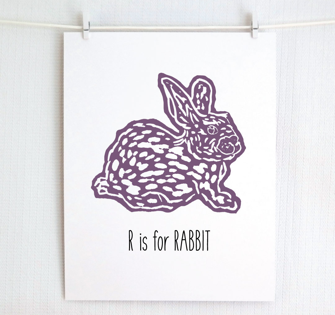 R is for Rabbit: Farm Alphabet Letter Print