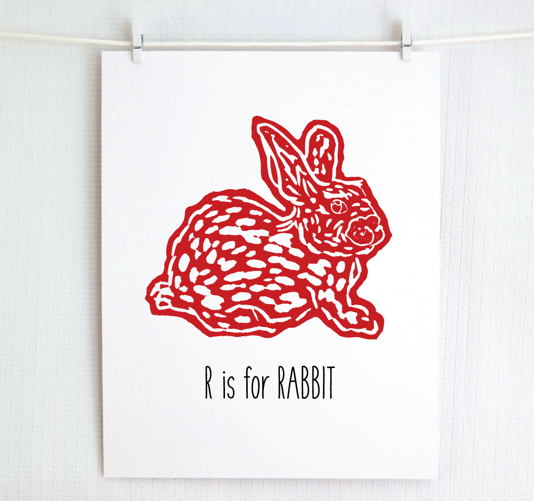 R is for Rabbit: Farm Alphabet Letter Print