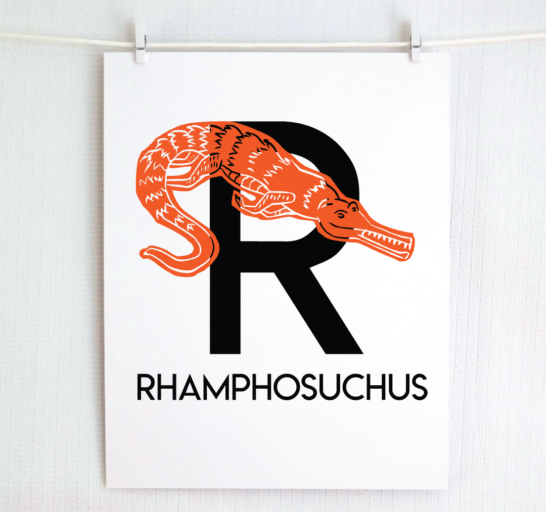 R is for Rhamphosuchus Illustrated Print