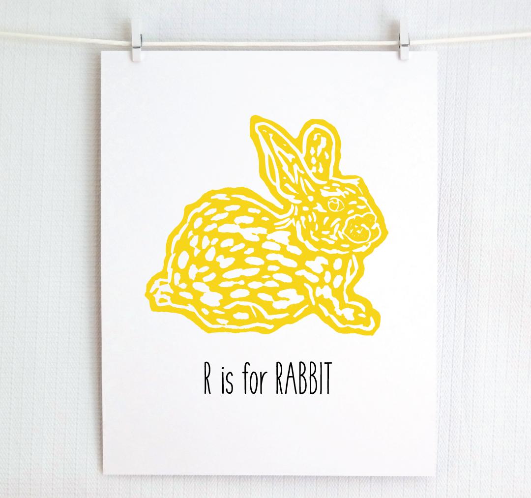 R is for Rabbit: Farm Alphabet Letter Print