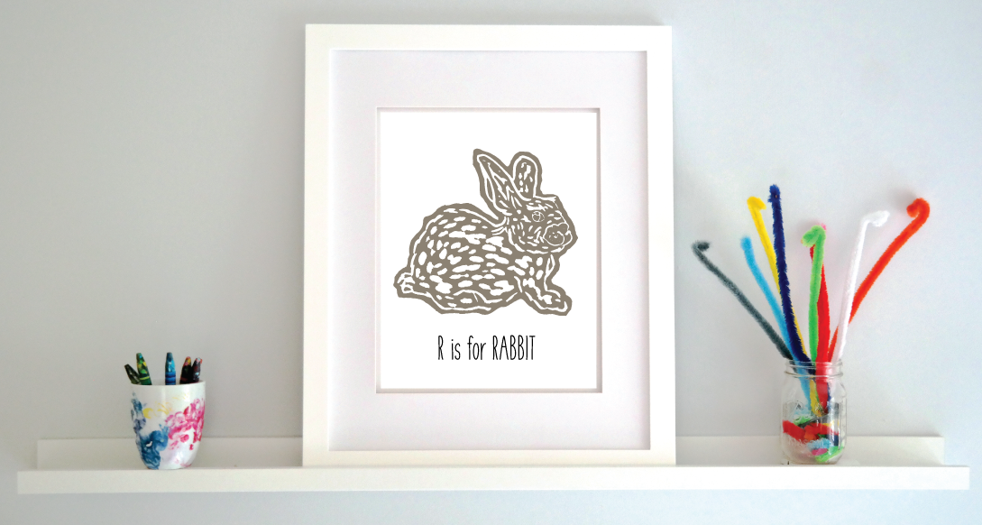 R is for Rabbit: Farm Alphabet Letter Print
