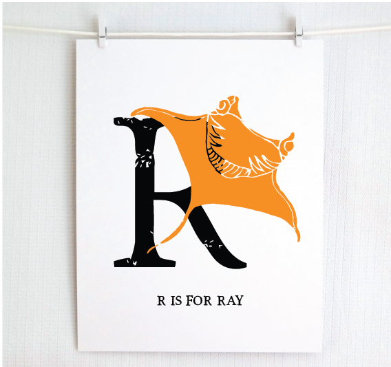 R is for Ray Illustrated Print