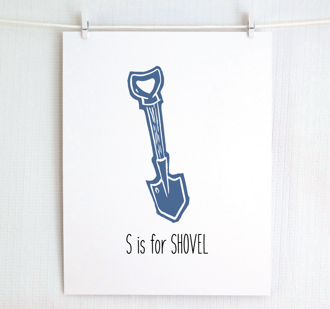 S is for Shovel: Farm Alphabet Letter Print