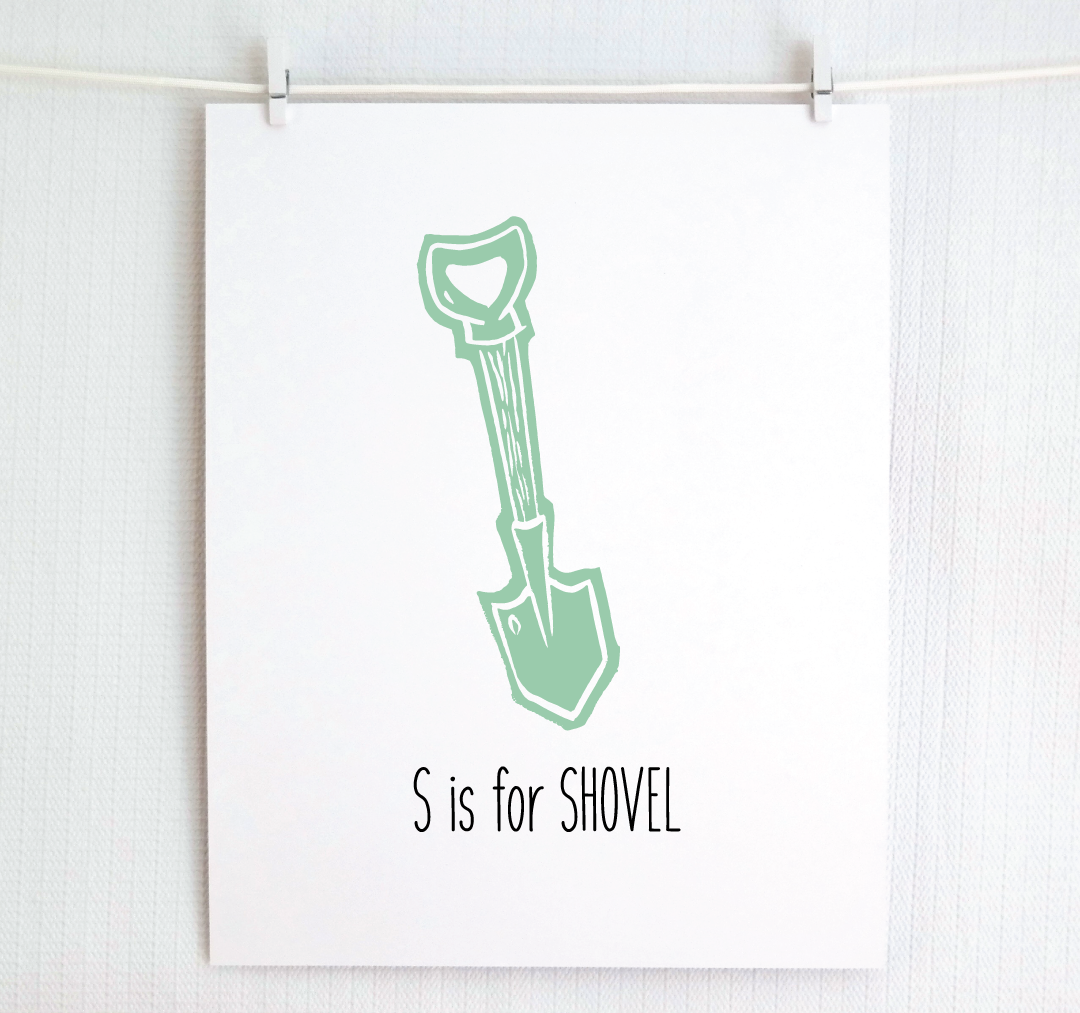S is for Shovel: Farm Alphabet Letter Print