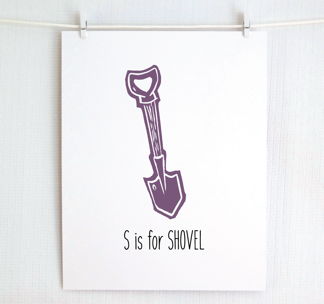 S is for Shovel: Farm Alphabet Letter Print