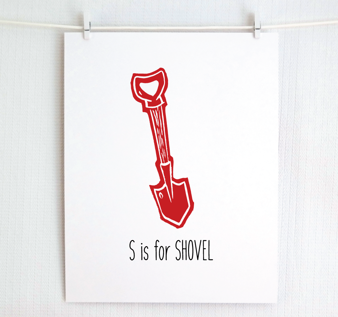 S is for Shovel: Farm Alphabet Letter Print