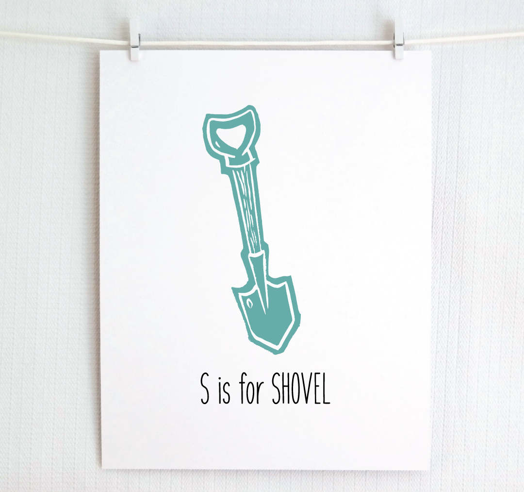 S is for Shovel: Farm Alphabet Letter Print