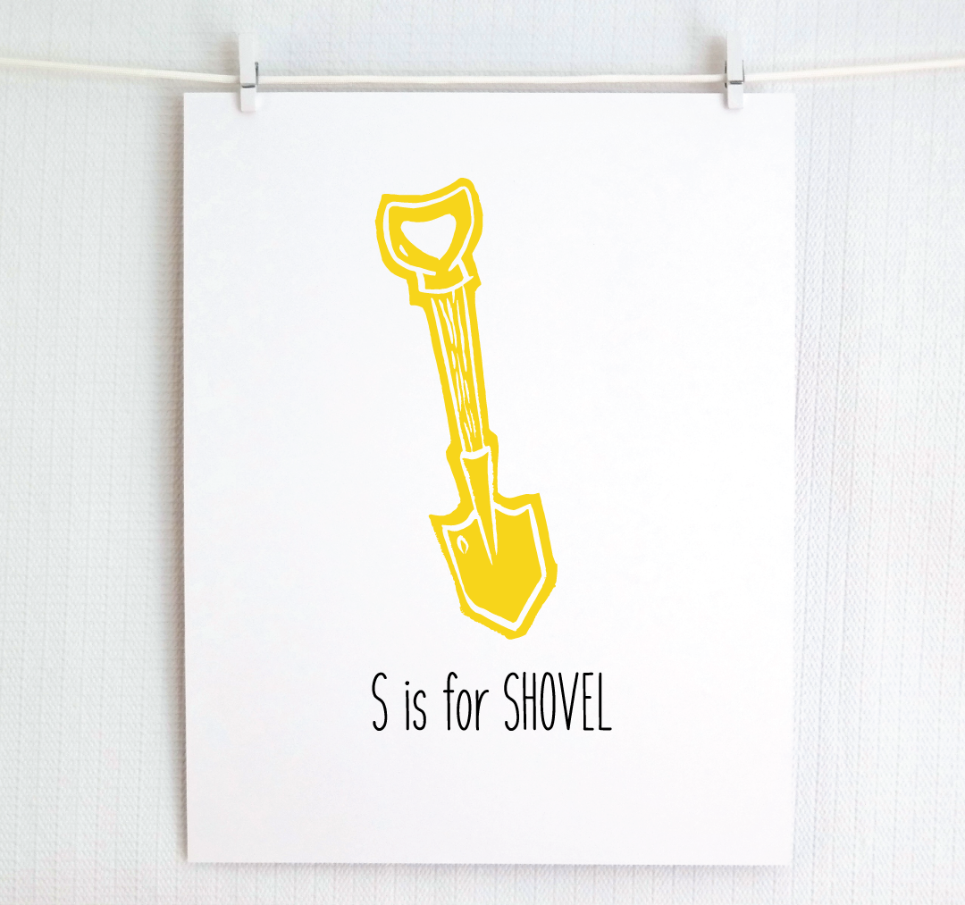 S is for Shovel: Farm Alphabet Letter Print