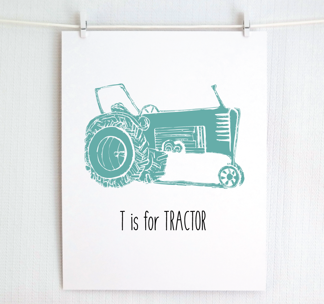 T is for Tractor: Farm Alphabet Letter Print