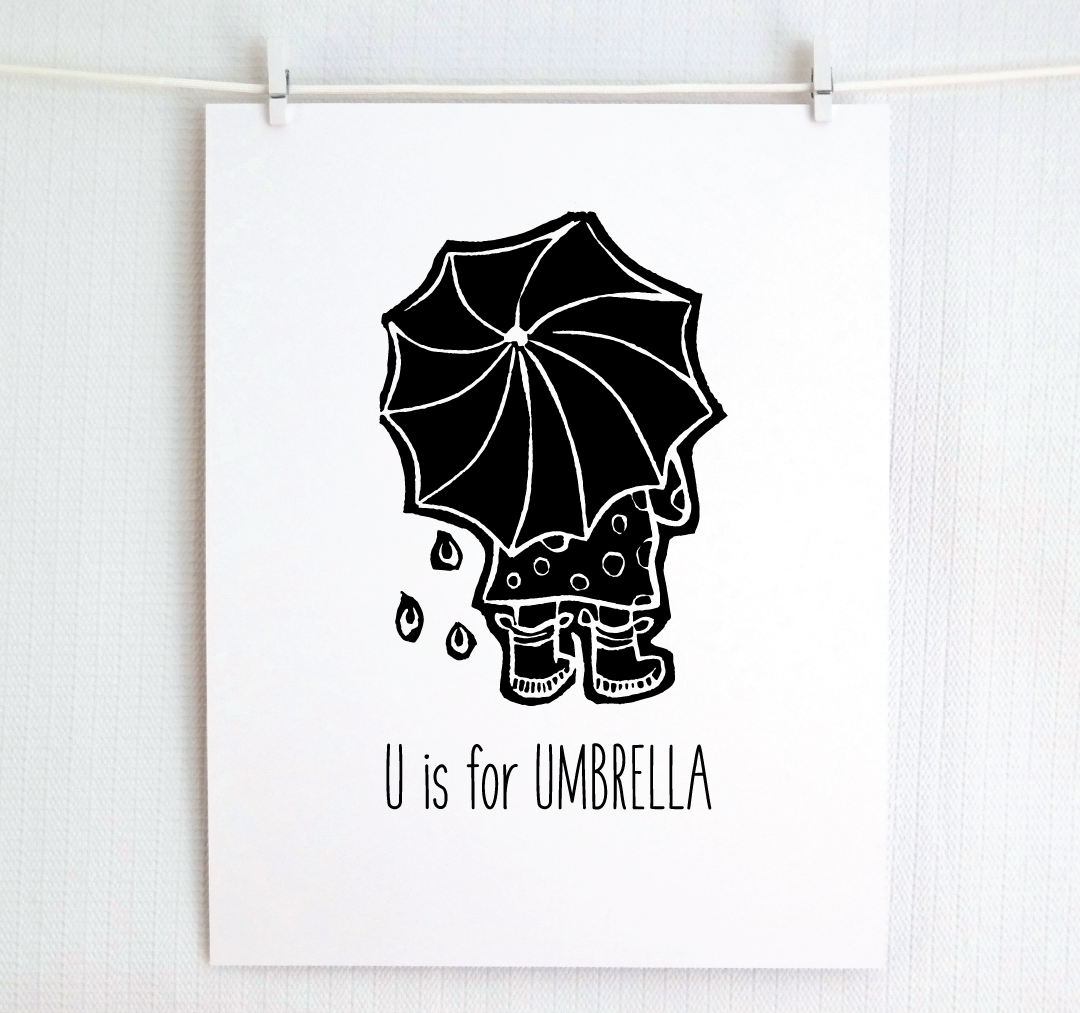 U is for Umbrella: Farm Alphabet Letter Print