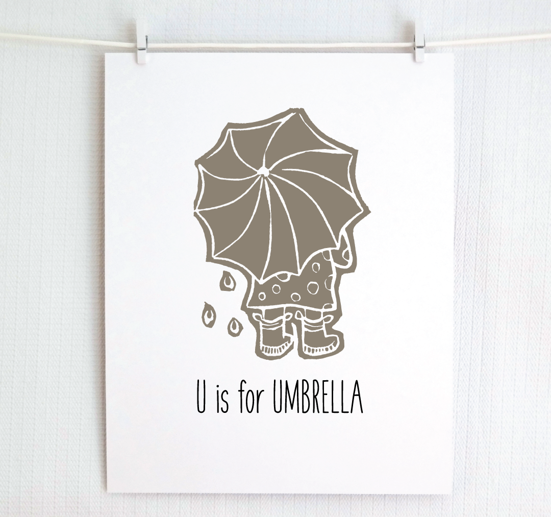 U is for Umbrella: Farm Alphabet Letter Print