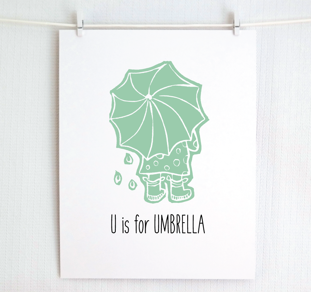 U is for Umbrella: Farm Alphabet Letter Print