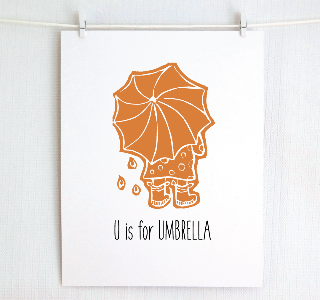 U is for Umbrella: Farm Alphabet Letter Print