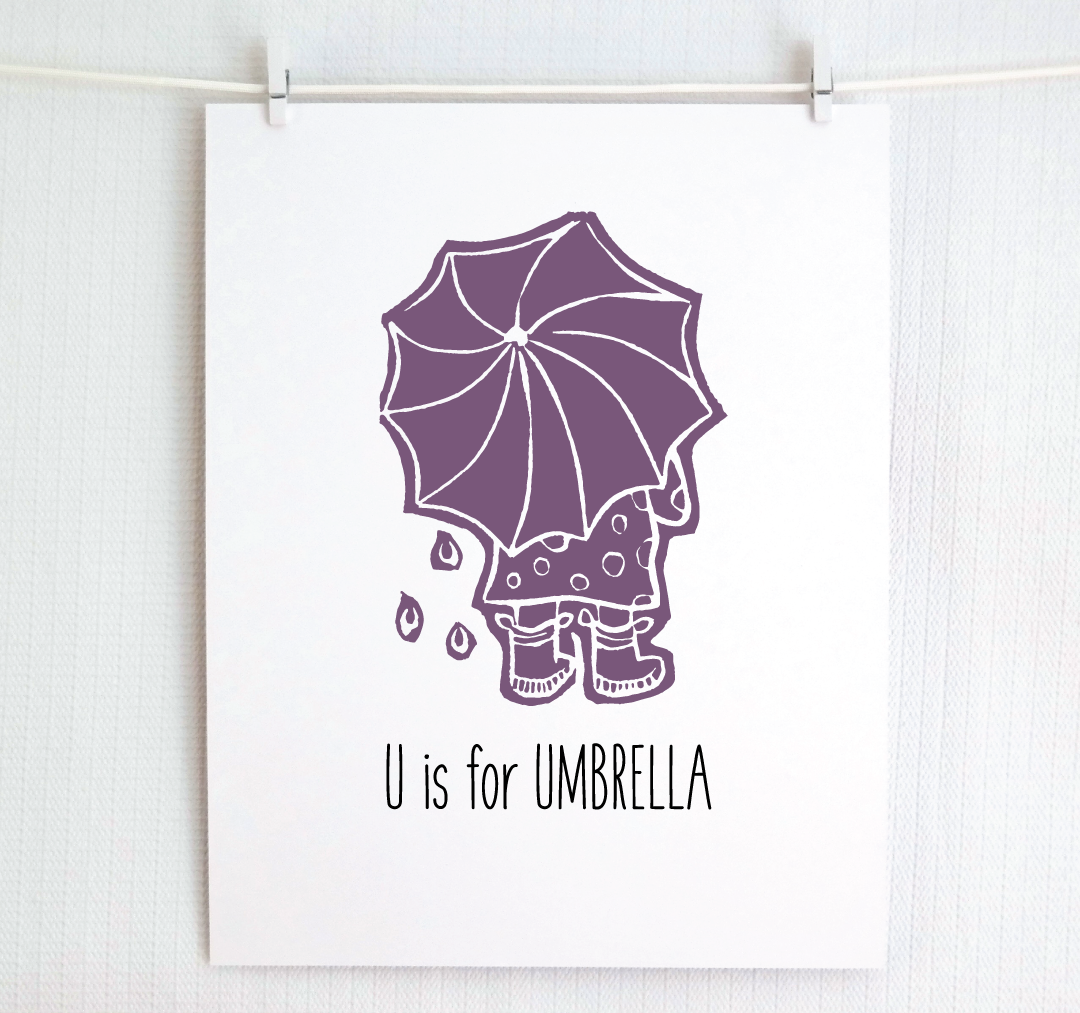 U is for Umbrella: Farm Alphabet Letter Print