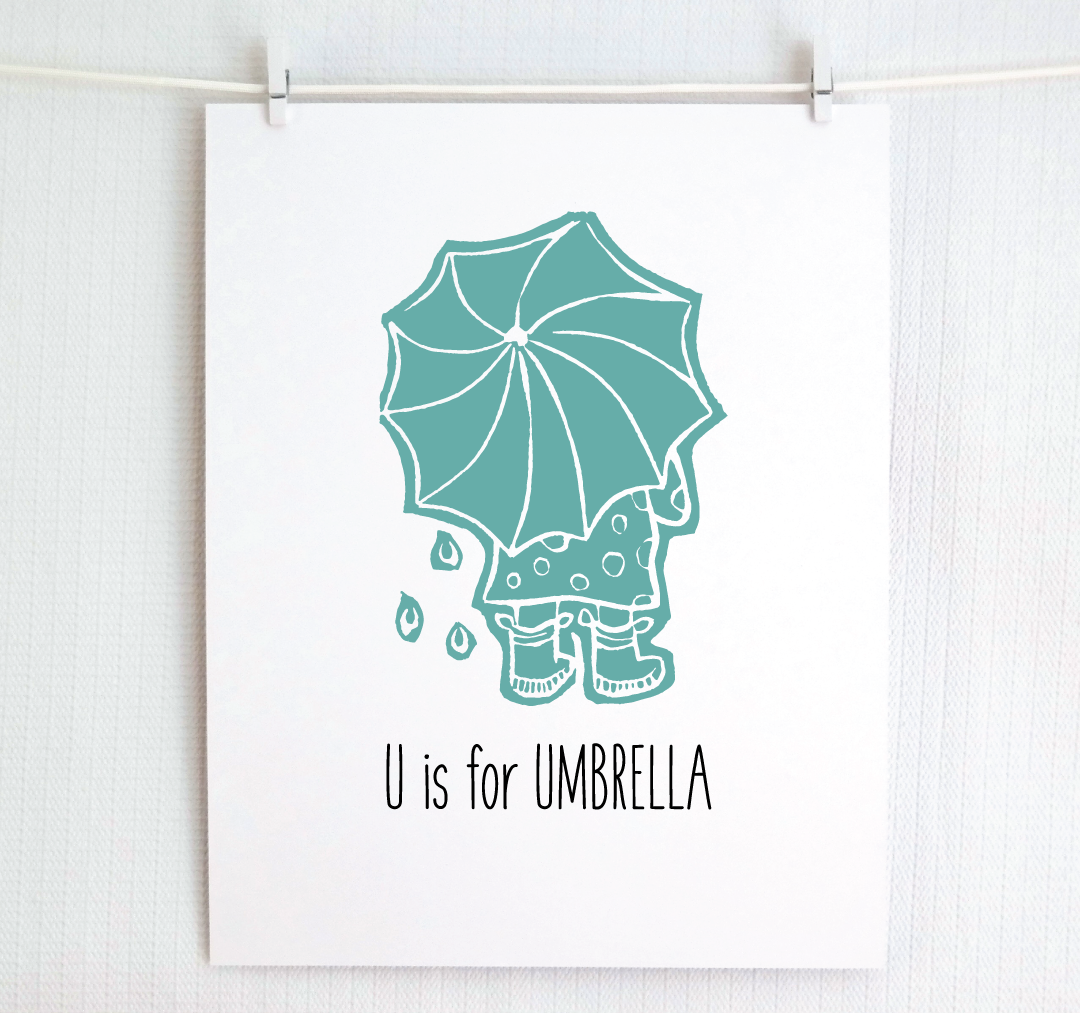 U is for Umbrella: Farm Alphabet Letter Print