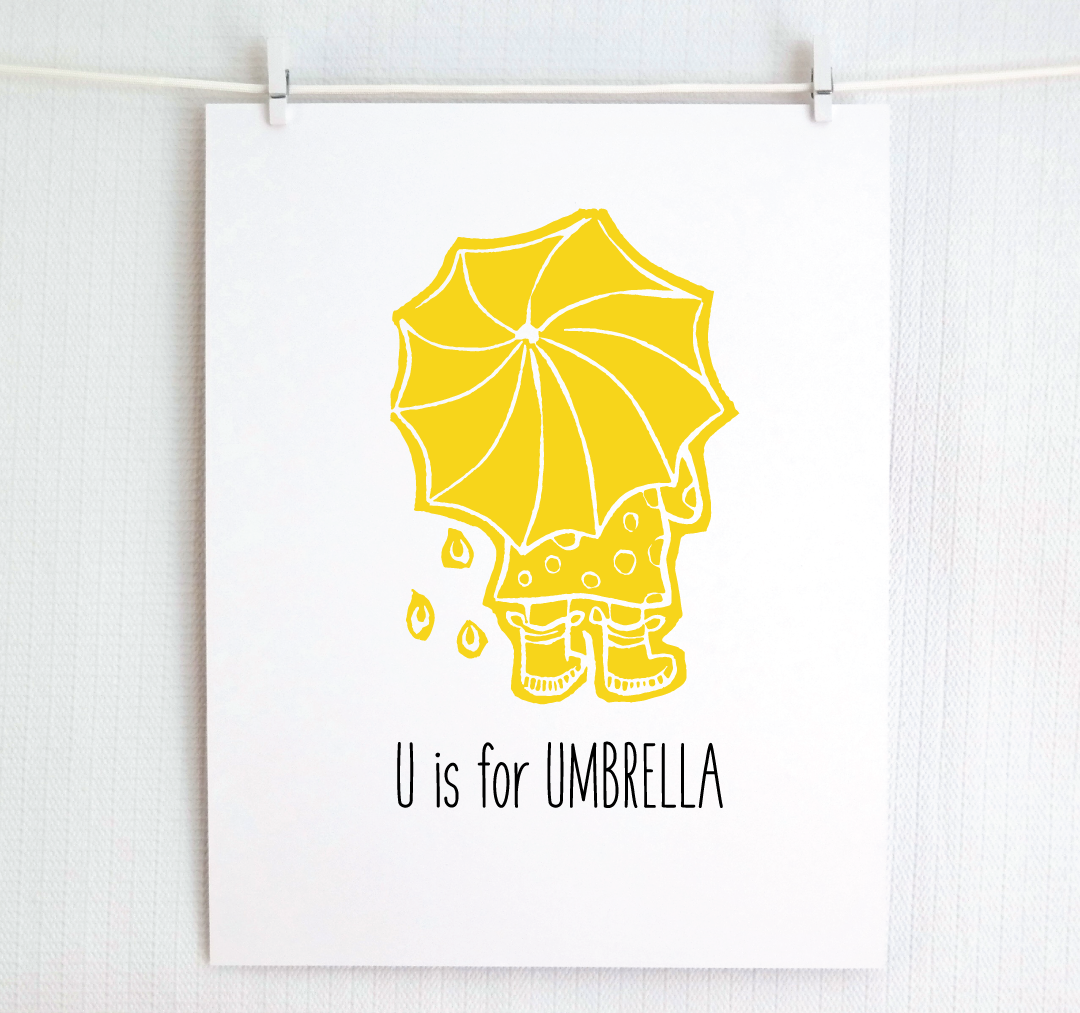 U is for Umbrella: Farm Alphabet Letter Print