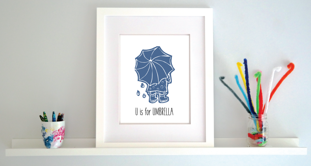 U is for Umbrella: Farm Alphabet Letter Print