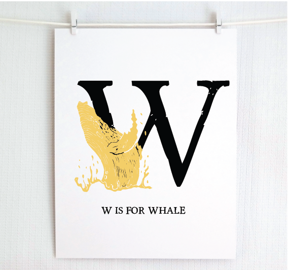 W is for Whale Illustrated Print