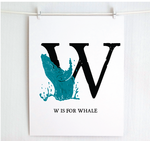 W is for Whale Illustrated Print