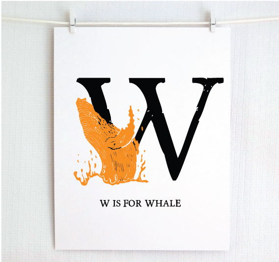 W is for Whale Illustrated Print