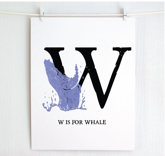W is for Whale Illustrated Print
