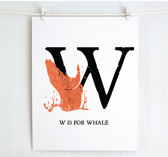 W is for Whale Illustrated Print