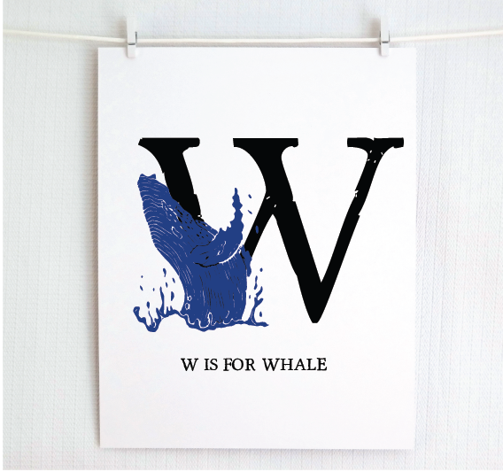 W is for Whale Illustrated Print