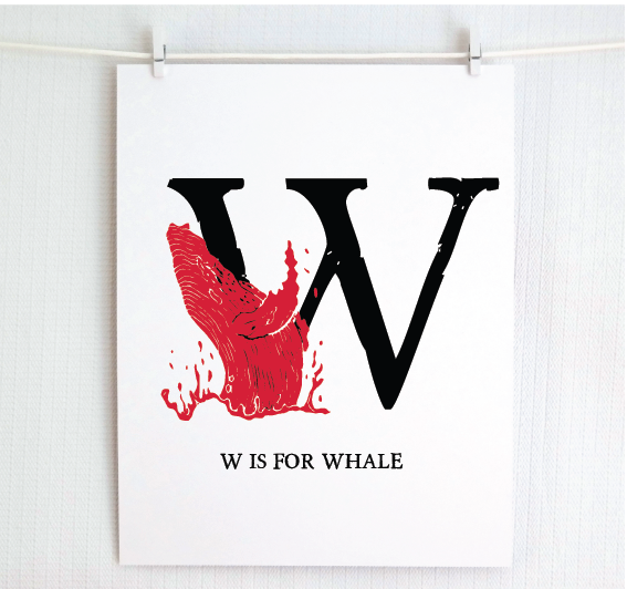 W is for Whale Illustrated Print