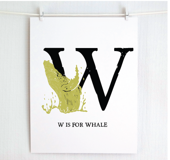 W is for Whale Illustrated Print