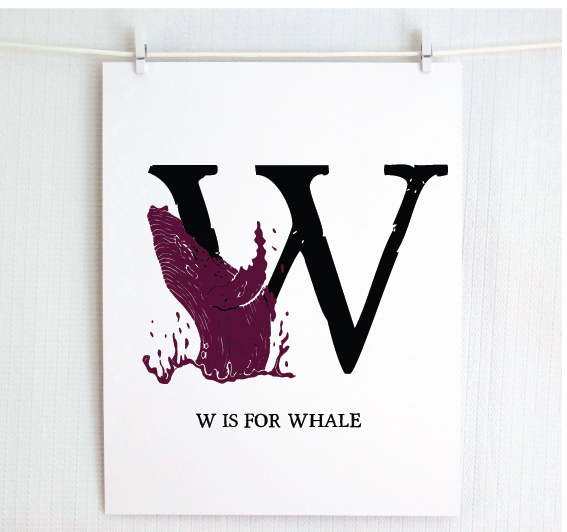 W is for Whale Illustrated Print