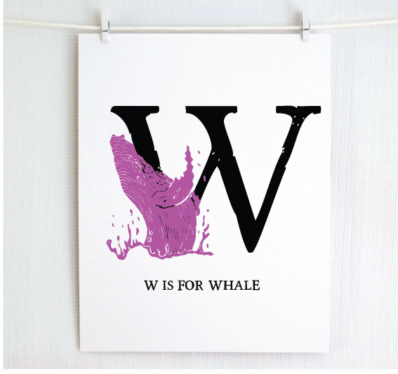 W is for Whale Illustrated Print