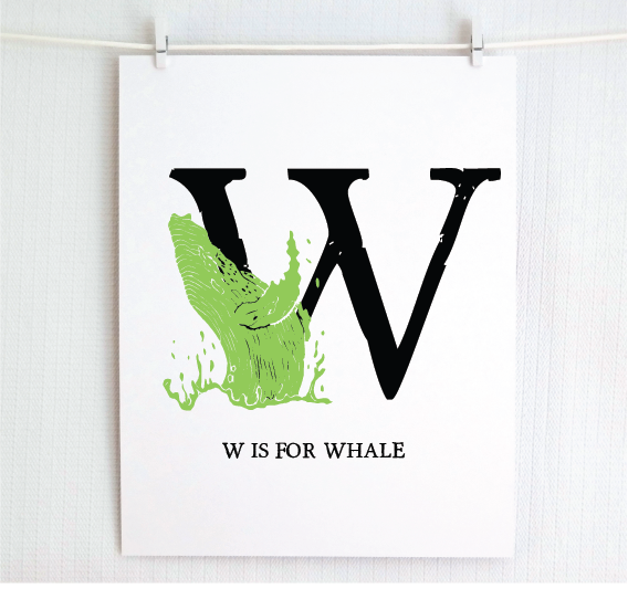 W is for Whale Illustrated Print
