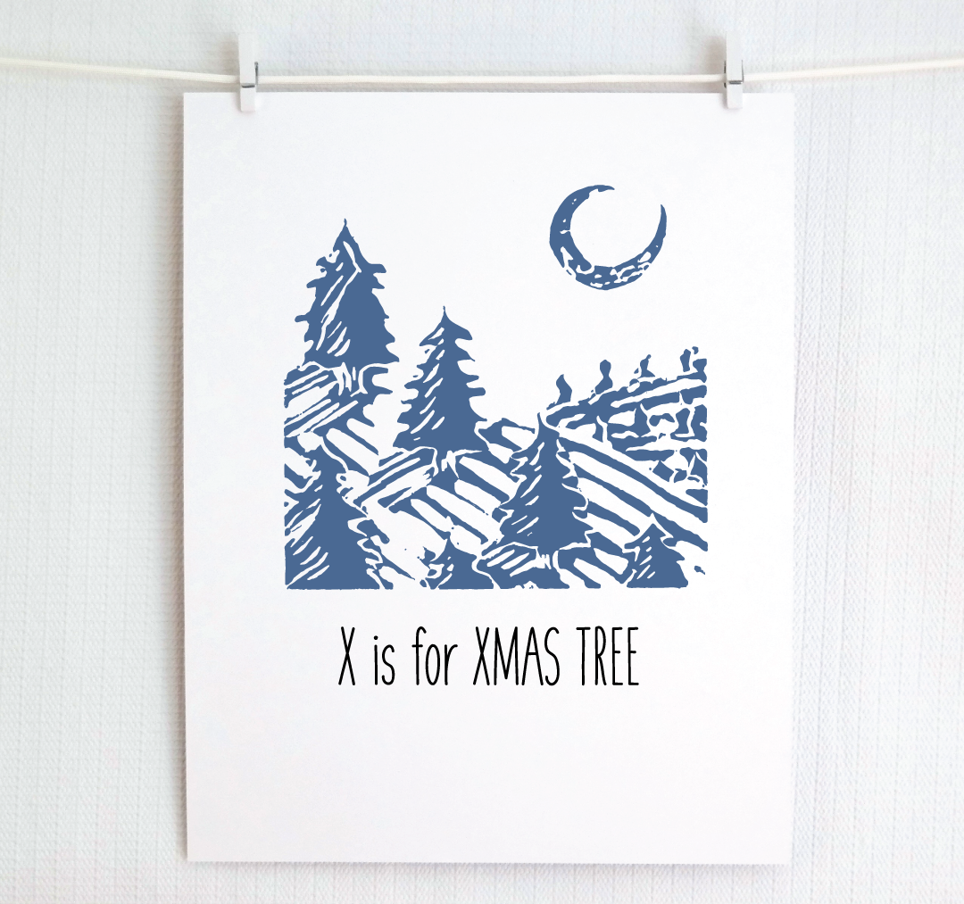 X is for X-Mas Tree: Farm Alphabet Letter Print