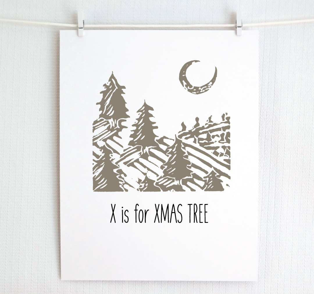 X is for X-Mas Tree: Farm Alphabet Letter Print