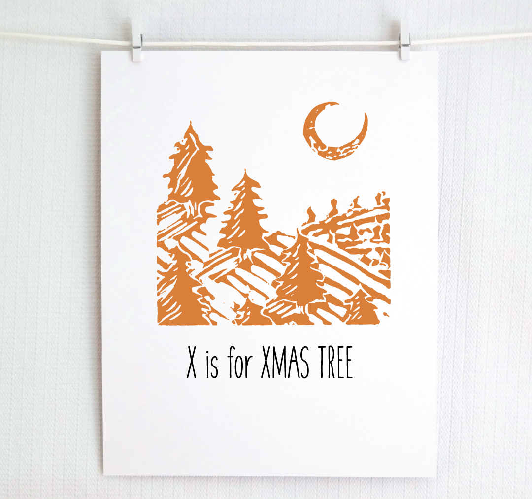 X is for X-Mas Tree: Farm Alphabet Letter Print