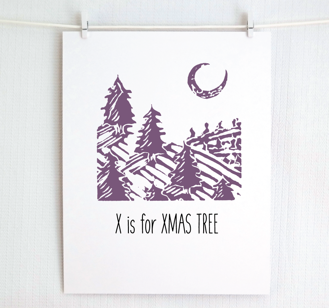 X is for X-Mas Tree: Farm Alphabet Letter Print