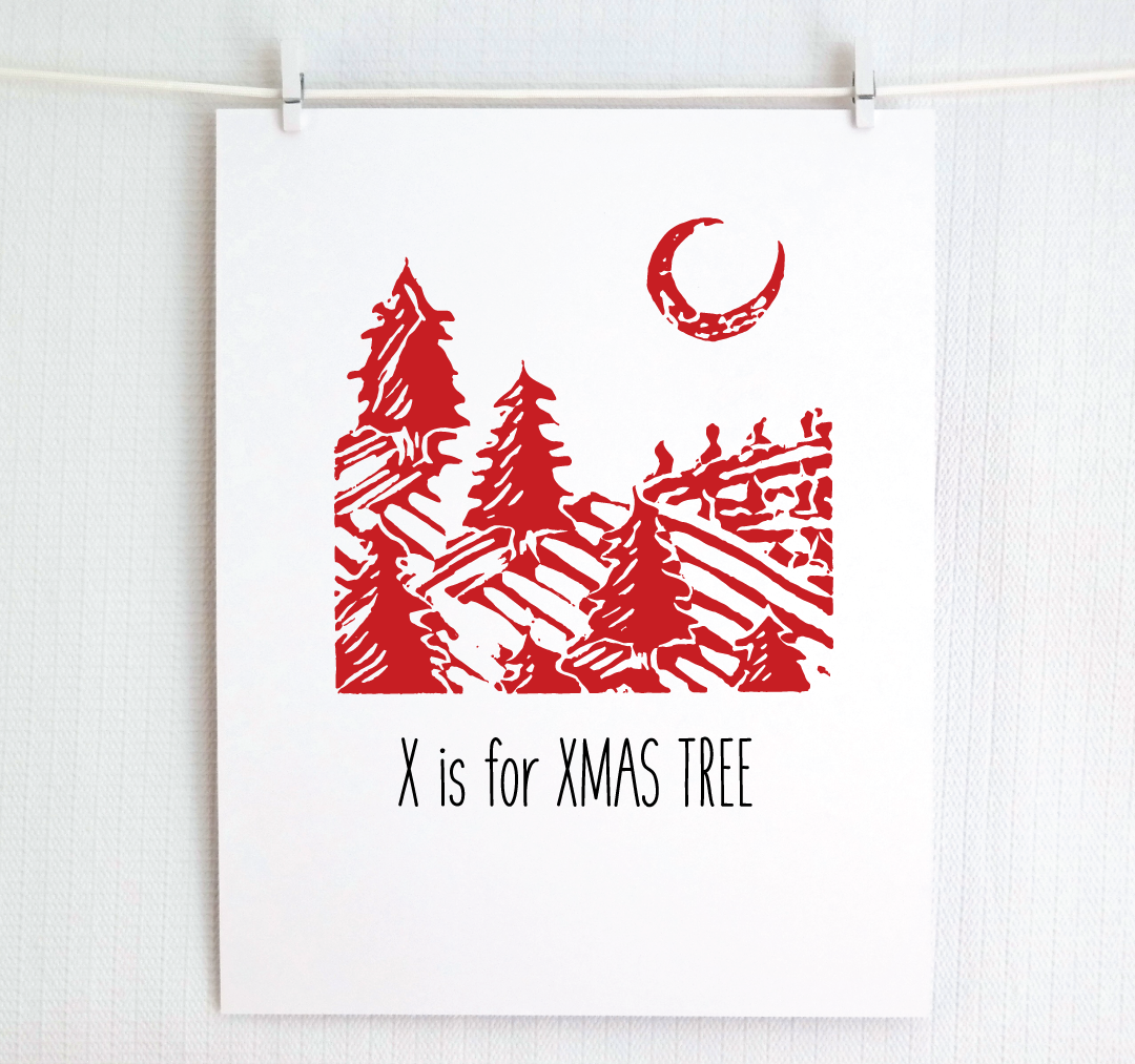 X is for X-Mas Tree: Farm Alphabet Letter Print