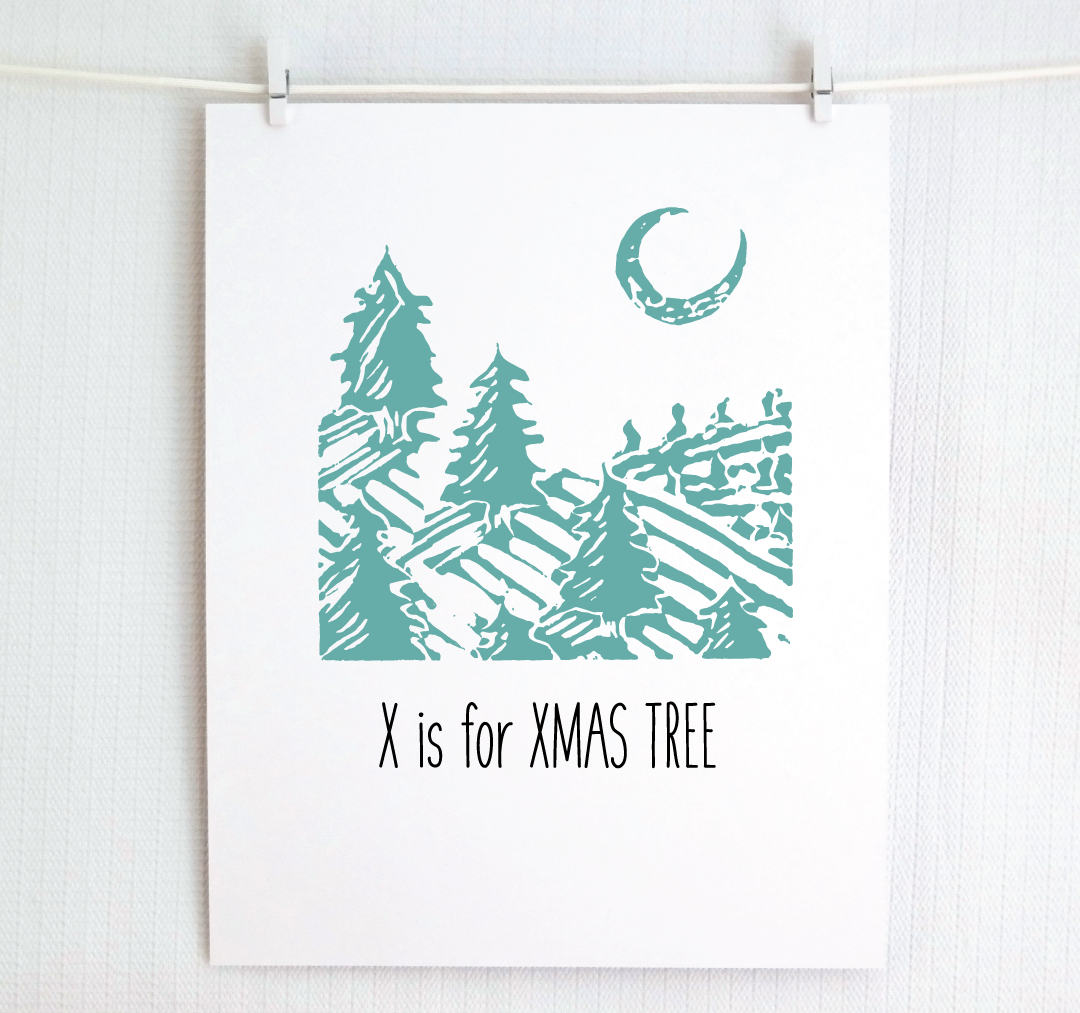 X is for X-Mas Tree: Farm Alphabet Letter Print