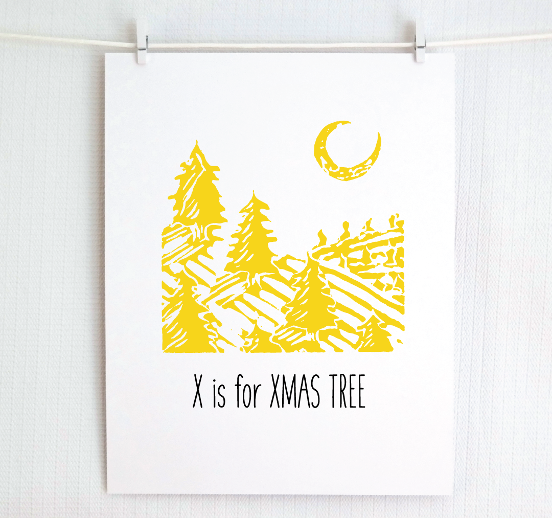 X is for X-Mas Tree: Farm Alphabet Letter Print