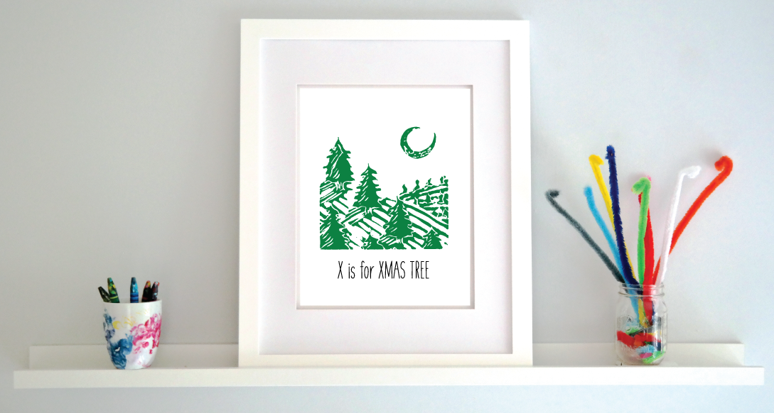 X is for X-Mas Tree: Farm Alphabet Letter Print