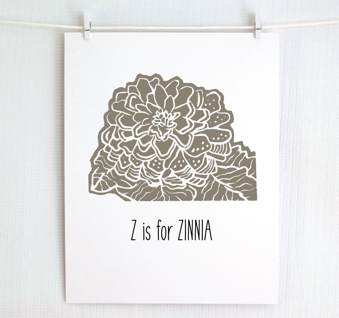 Z is for Zinnia: Farm Alphabet Letter Print