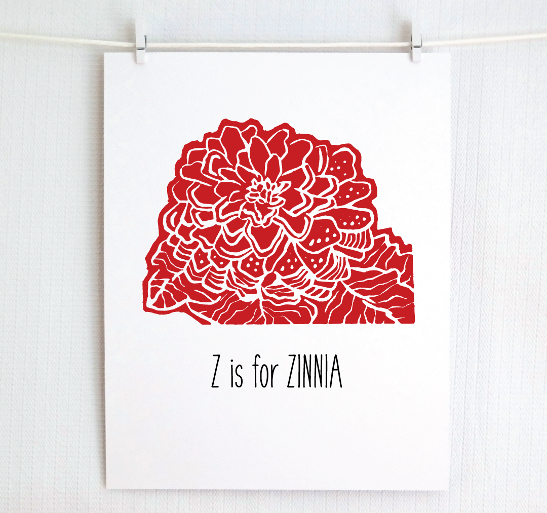 Z is for Zinnia: Farm Alphabet Letter Print